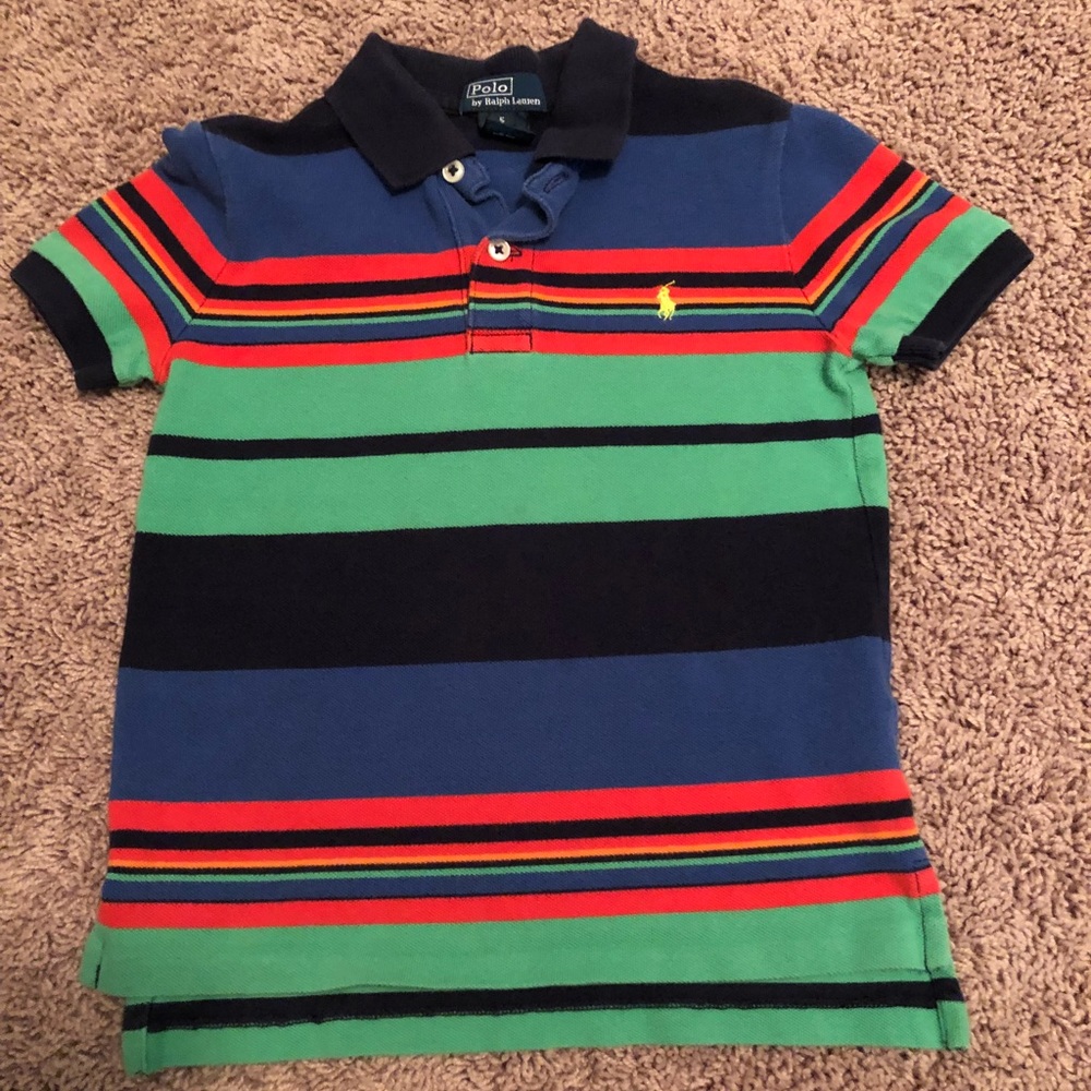 Striped Polo by Ralph Lauren-green,red,orange,blue